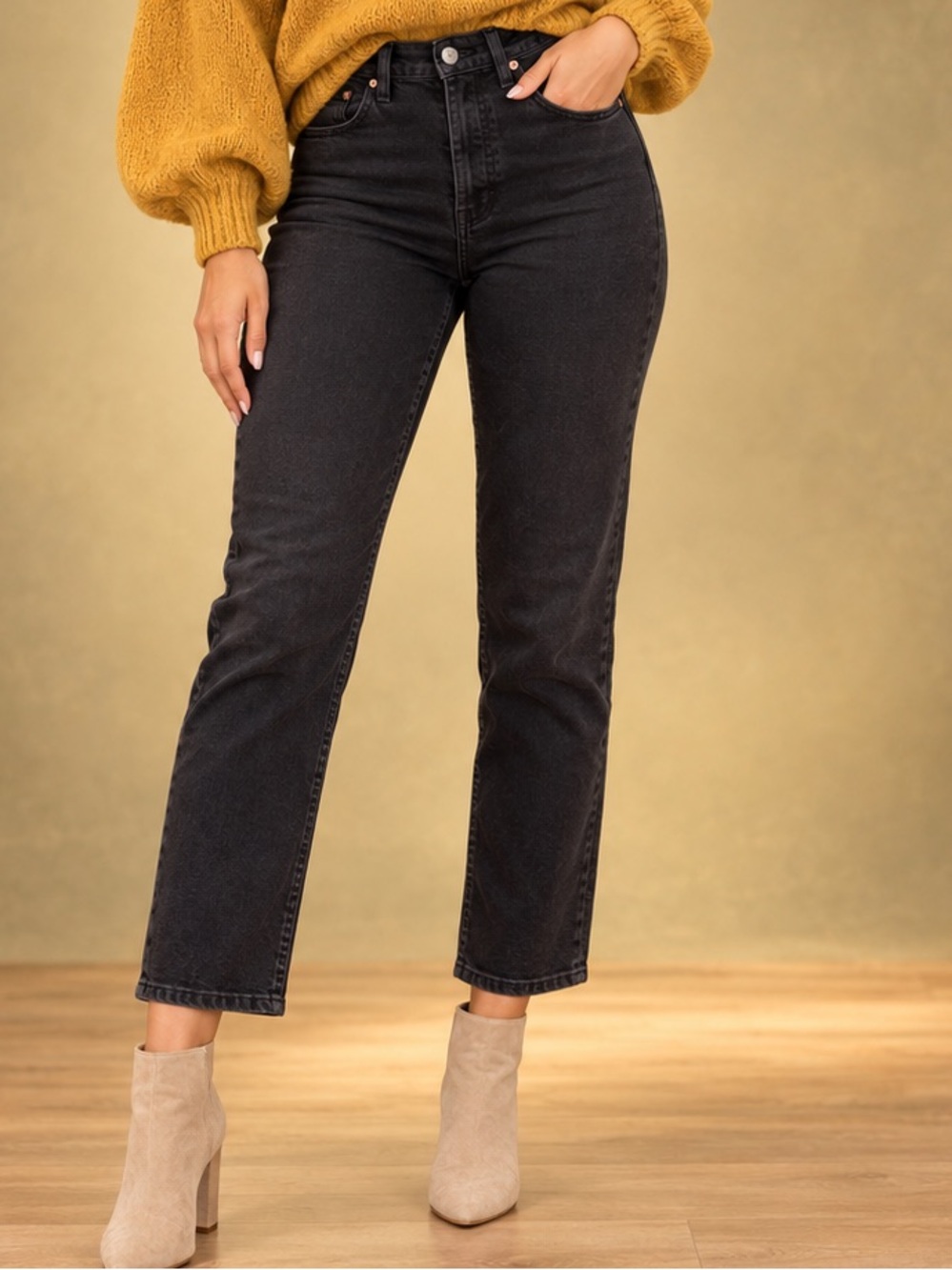 Levi’s Premium Wedgie Straight Jeans Women’s Size 31 Black High Rise